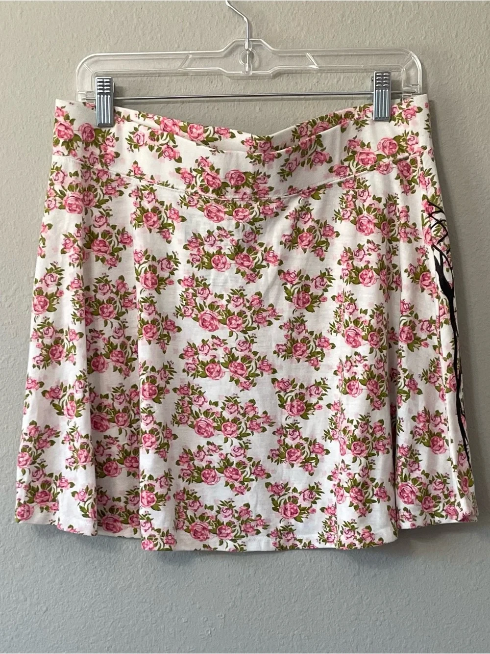 Marvel Spider-Man Floral Rose Skater Skirt Women’s XL Pink White